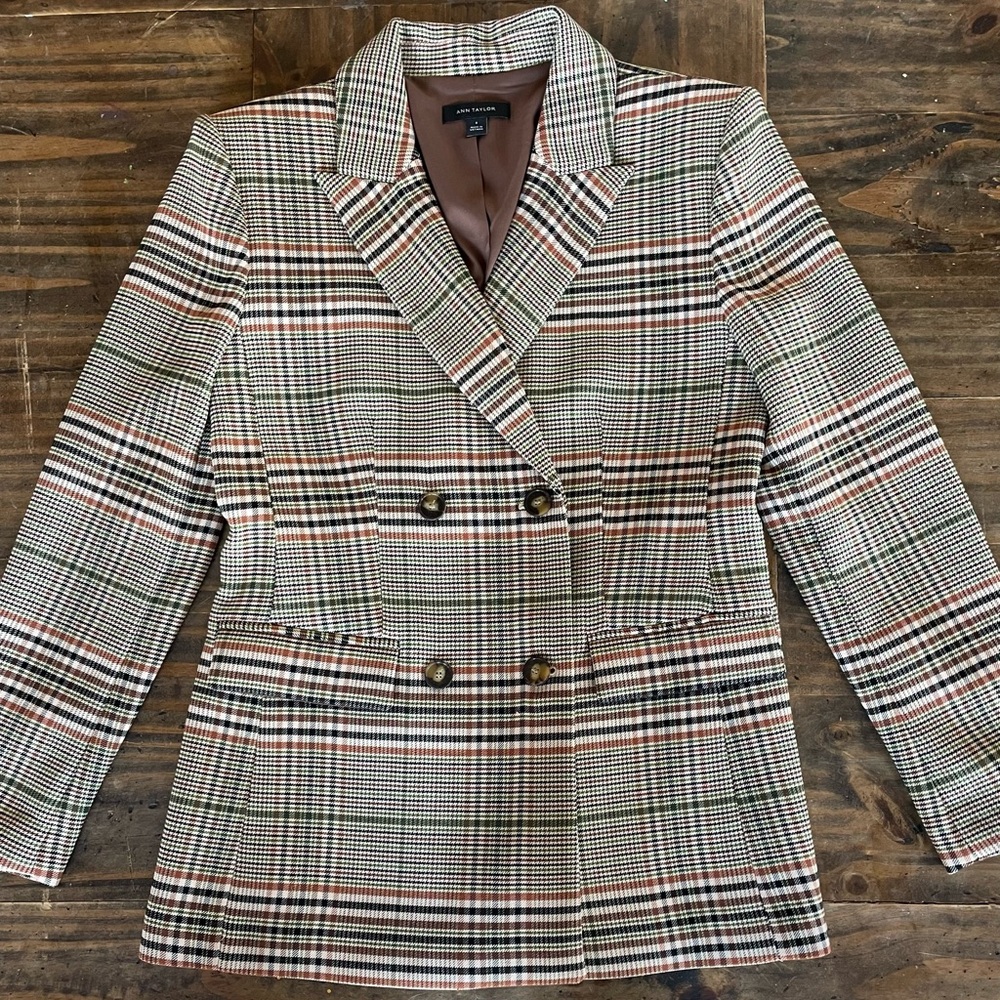 Ann Taylor Multicolor Plaid Blazer